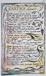La respuesta de la tierra, placa 32 (Bentley 31) de Canciones de Inocencia y de Experiencia (Copia Bentley L) 1789-94